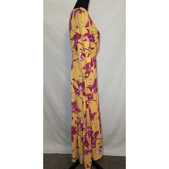 COLOR ME COURTNEY Eleanor Colorful Romantic Feminine Wrap Dress Floral M - Picture 6 of 9
